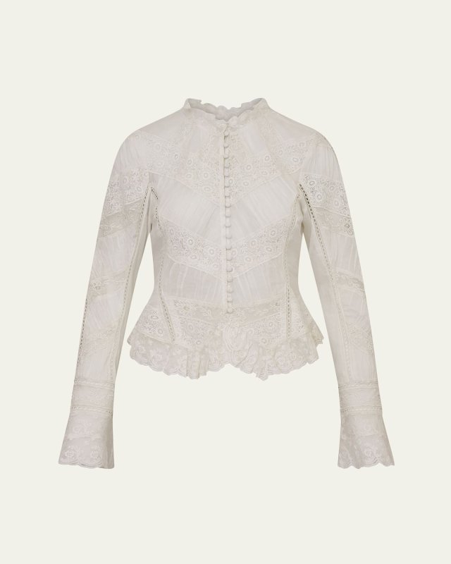 Beline Embroidered Button-Front Top